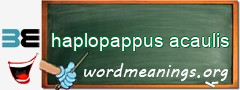 WordMeaning blackboard for haplopappus acaulis